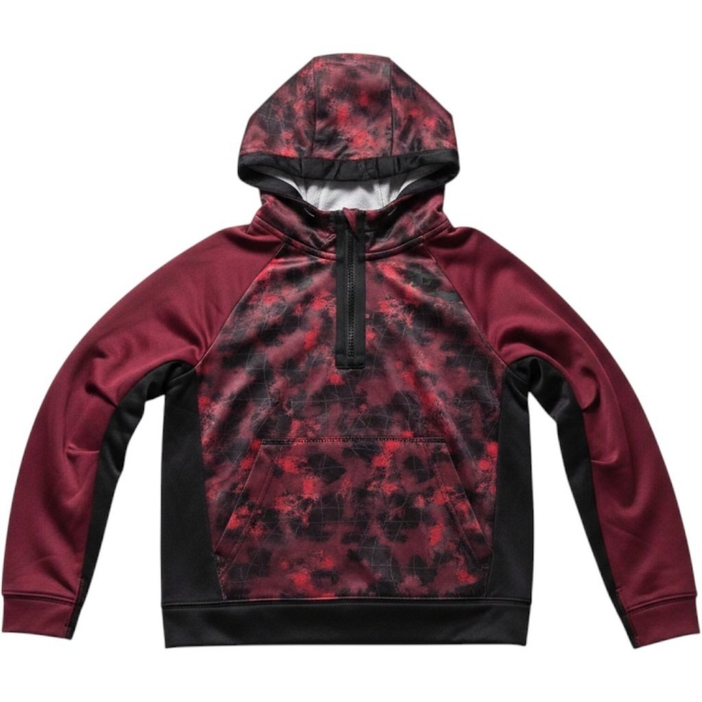 Russell Sweatshirt Youth 8 Red Black 1/4 Zip Hoodie Fleece Dri-Power 360 Logo